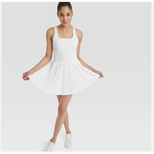 All In Motion Pleated Active Dress Sz Medium White NWT